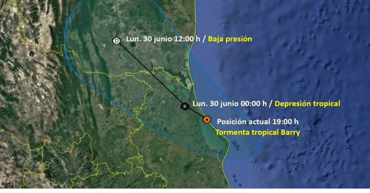 Tormenta tropical Barry en México: trayectoria y estados afectados