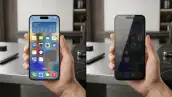 La imagen muestra un iPhone 16 Pro Max: de un lado, sin el filtro de privacidad nativo del celular y, del otro, con el filtro ya activado, sin necesidad de comprar una mica.