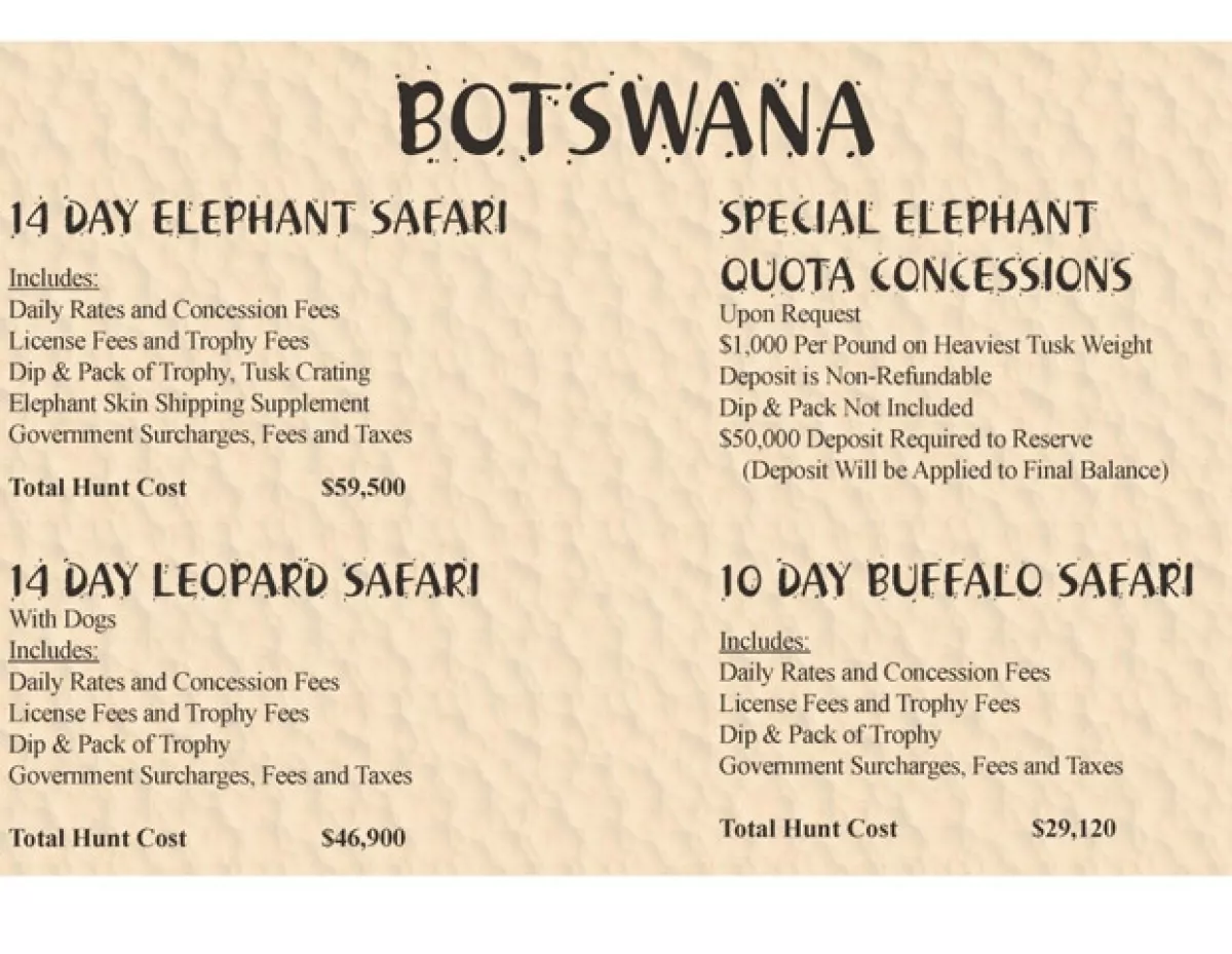 Precios del Safari.