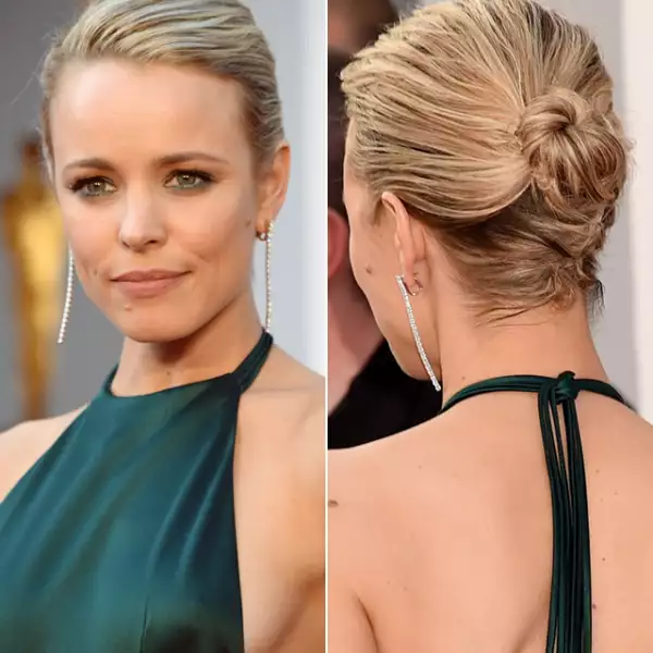 Wow! Rachel McAdams optó por delinear sus ojos con el mismo tono de verde que su vestido, resaltando su divina mirada. Llevó el pelo en un chongo que hizo lucir su cara y su impecable espalda.