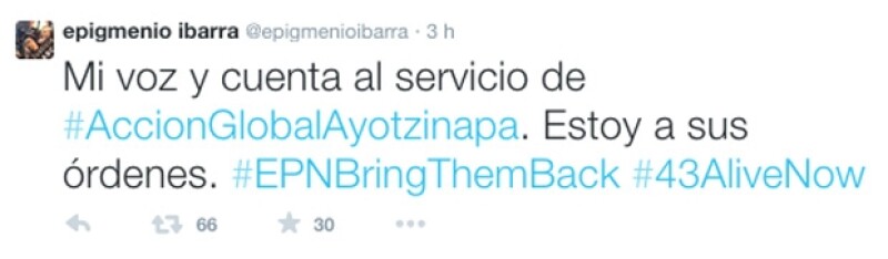 Epigmenio Ibarra usó el hashtag EPN Bring Them Back en su cuenta de Twitter.