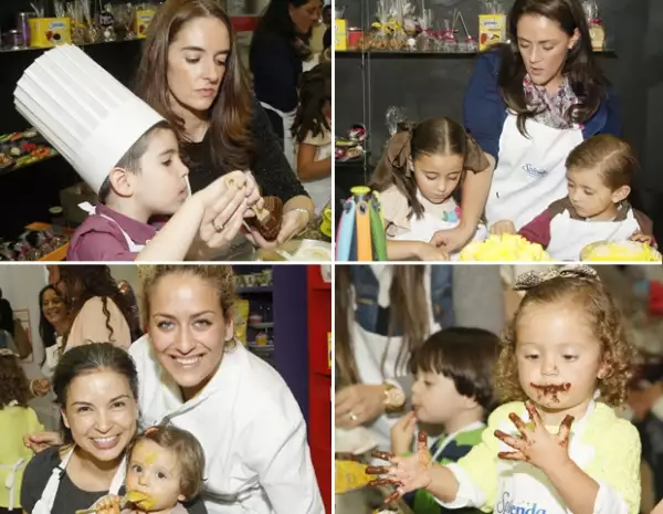 Mamás e hijos se divirtieron cocinando los postres para la noche de brujas.