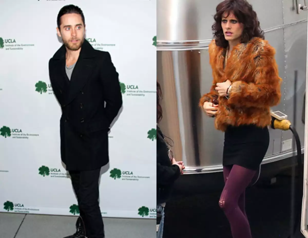 El cantante de la banda 30 Seconds to Mars fue captado mientras caminaba caracterizado como un travesti para la película The Dallas Buyer's Club.