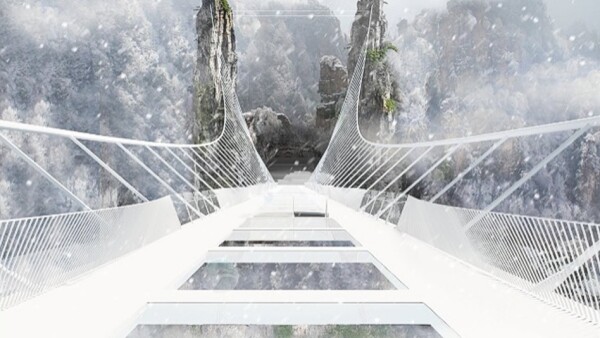 Puente piso cristal Zhangjiajie boceto