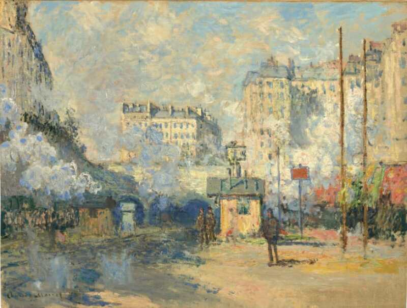 Extérieur de la gare Saint-Lazare, effet de soleil (1877), de Claude Monet