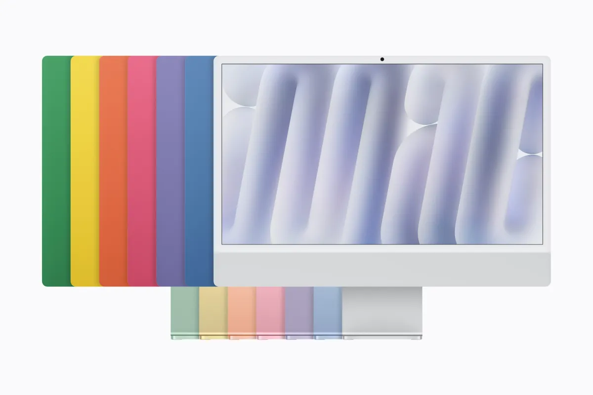 Lineup de todos los colores de la nueva iMac de Apple.