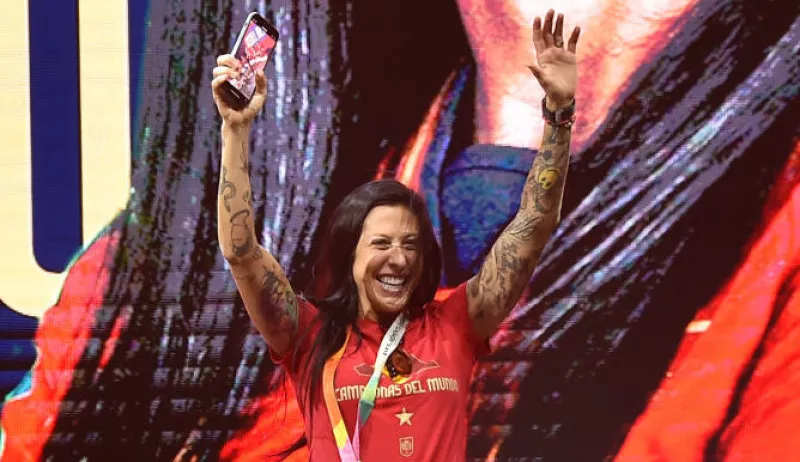 Spain Lift The FIFA Women's World Cup Trophy In Victory Celebration For Fans
