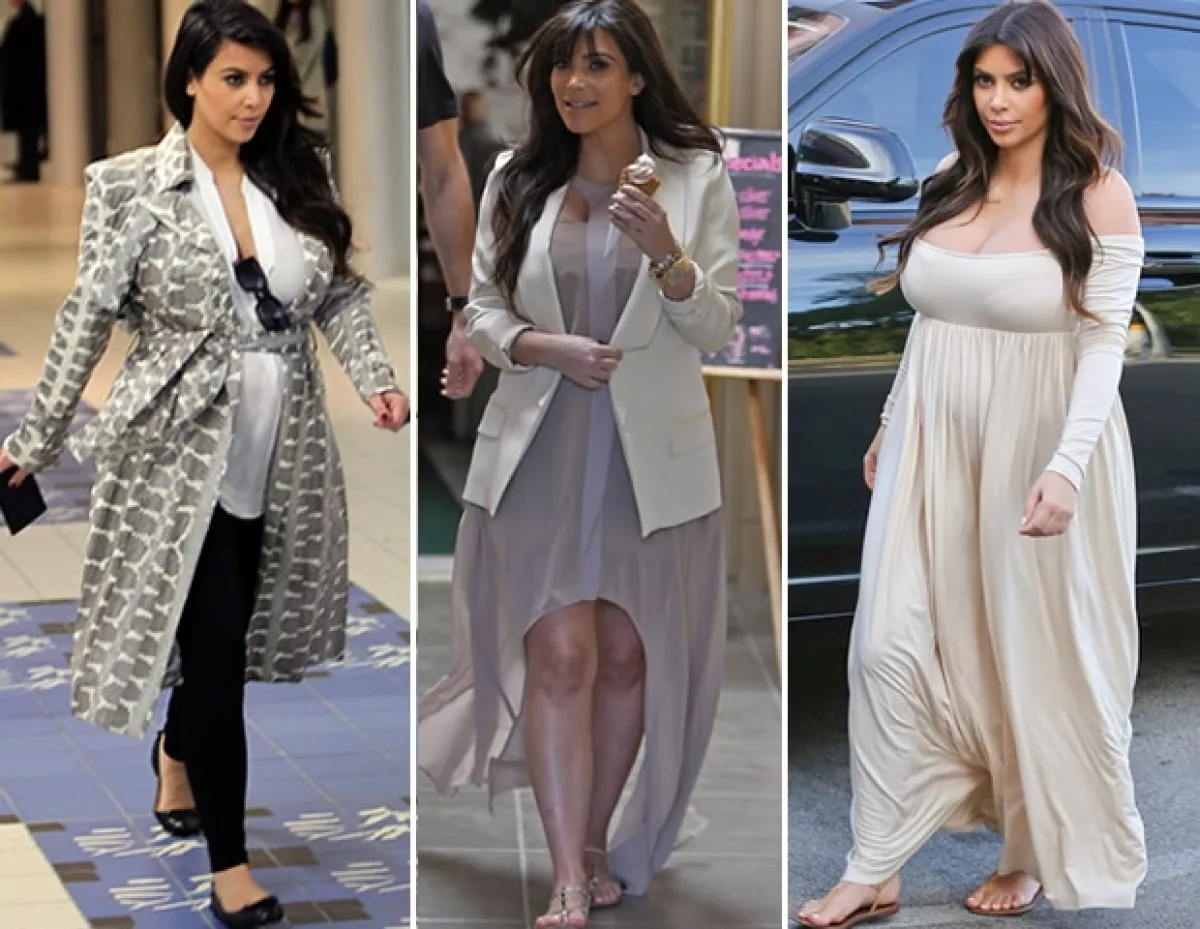 Cortes holgados y materiales vaporosos han favorecido el estilo de embarazada de Kim.