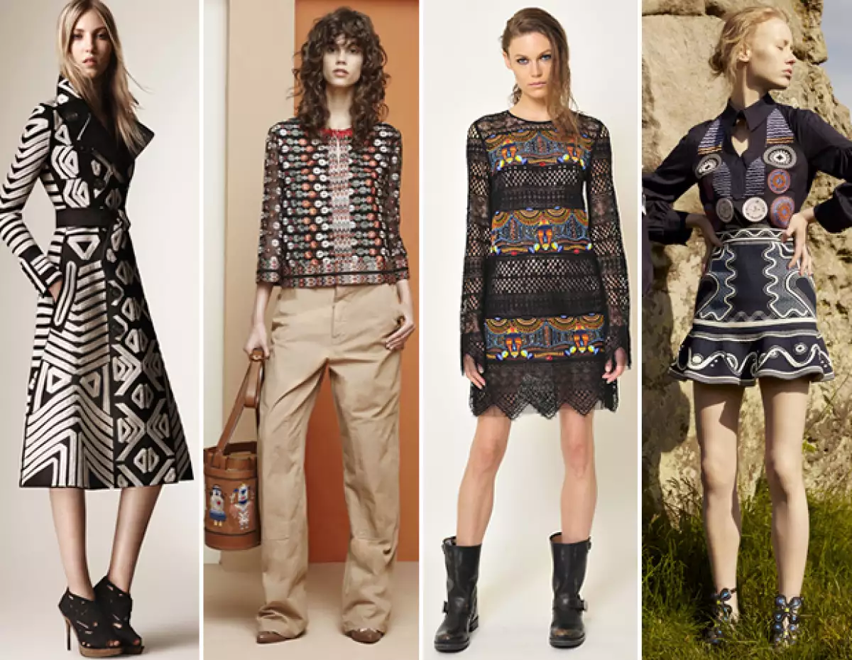 Los bordados tuvieron mucha presencia en las colecciones crucero, tal y como lo demuestra Burberry, Tory Burch, BCBG, y Peter Pilotto.