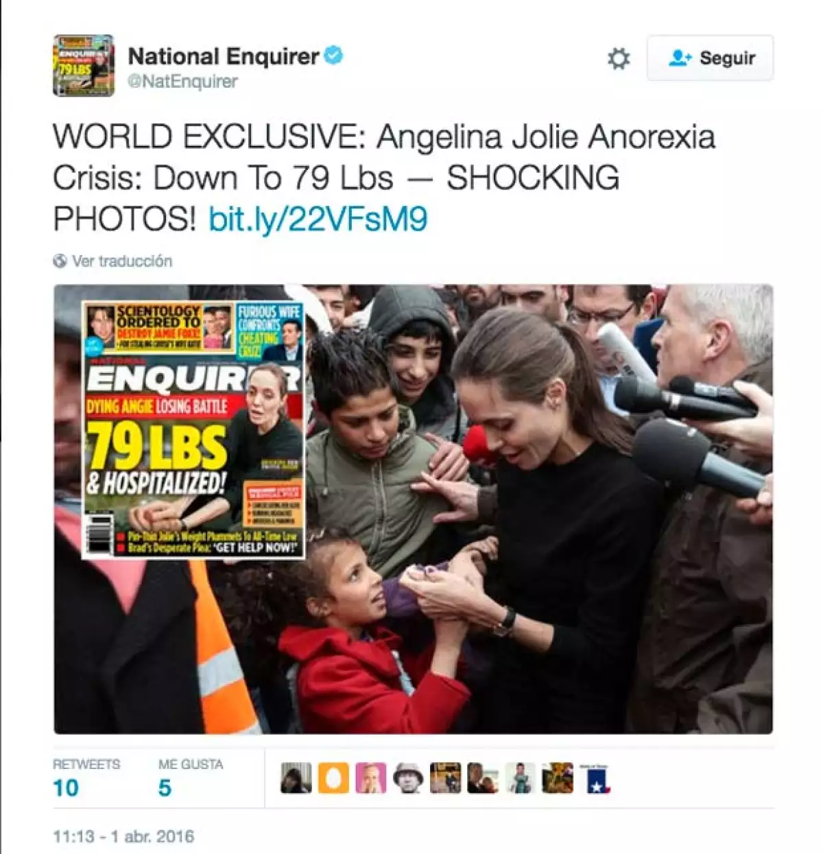 The National Enquirer volvió a colocar en el radar a Angelina, al asegurar que la actriz sufre de anorexia y cáncer.