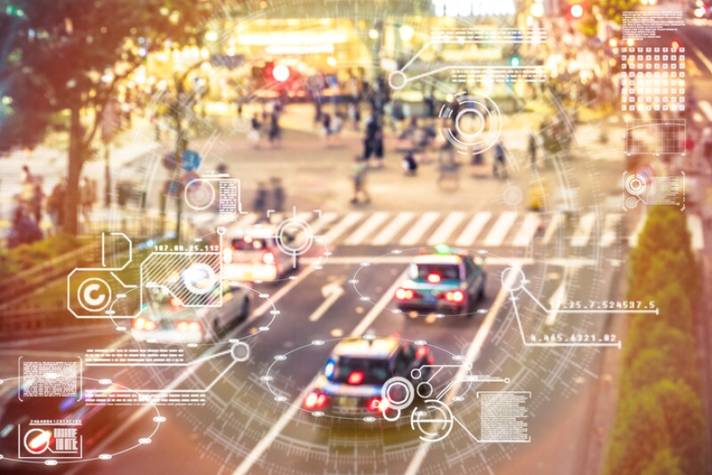 Automatic car city defocused tokyo japan
