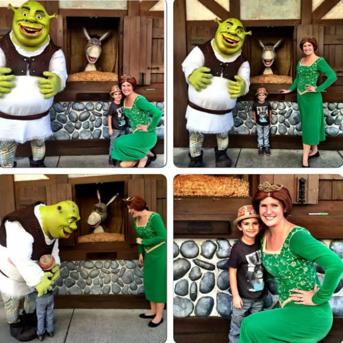 El pequeño Iam disfrutó al conocer a personajes como Shrek y Fiona en Universal Studios.