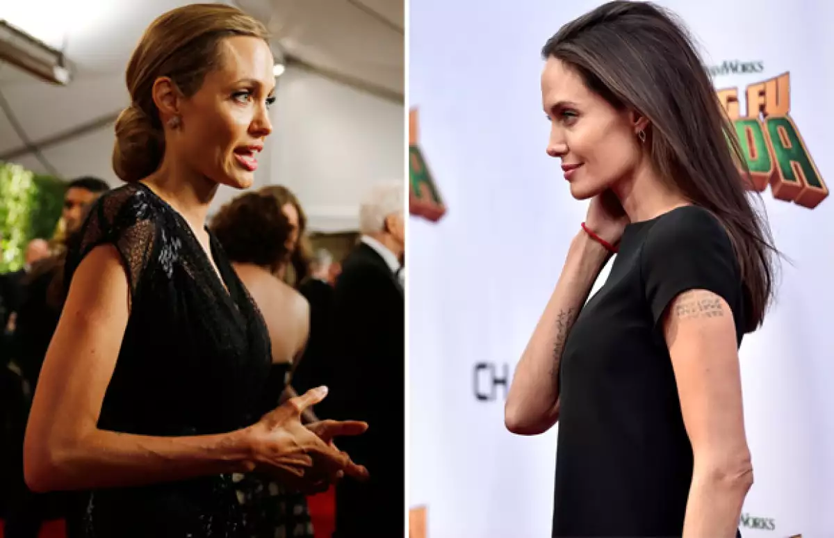 El antes y después de Angelina Jolie de hace un par de años (izquierda) a ahora (derecha).