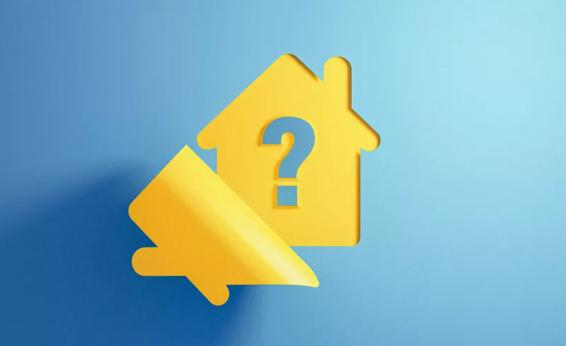 Yellow House Icon on Blue Background