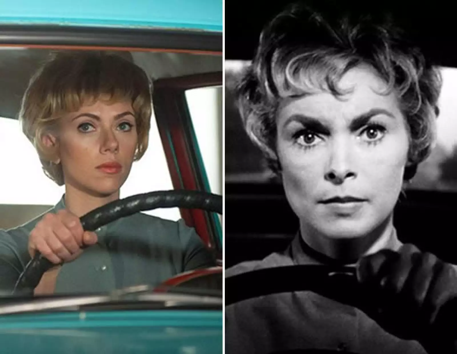 Scarlett Johansson, de 27 años, da vida a Marion Crane personaje representado por Janet Leigh en el emblemático filme de Hitchcock, Phsyco.
