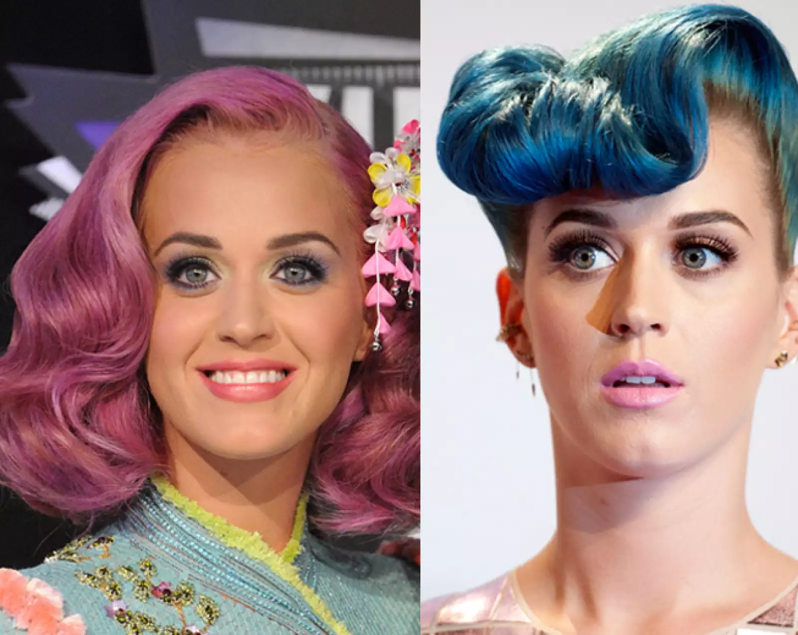 gen camKaty Perry incluye en su imagen camaleónica, colores divertidos y peinados con volúmen.