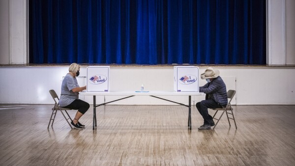 Local residents vote in the 2020 U.S. presidential election in Marfa, Texas