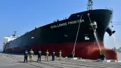 El  buquetanque Challenge Procyon con bandera de Singapur en Tamaulipas. 