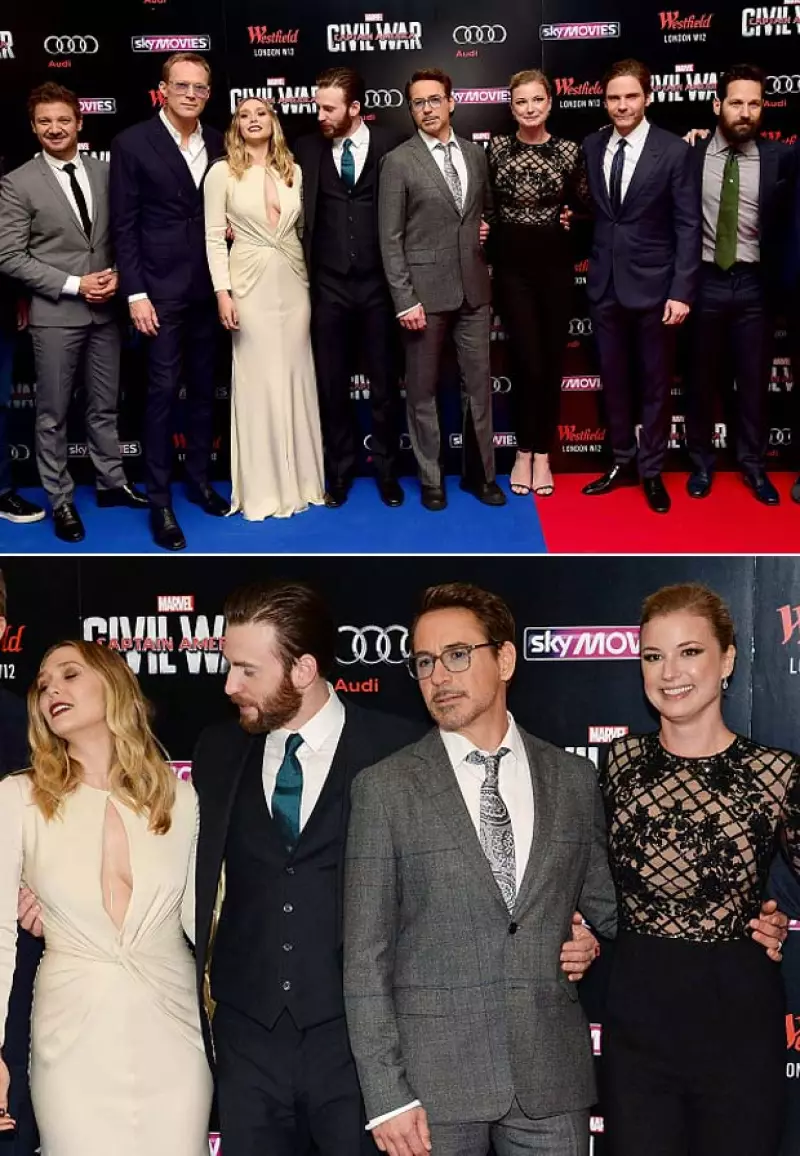Sin importar estar frente a cientos de personas y cámaras, el protagonista de "Captain America" fue captado justo en el momento en el que no dejó de ver a Elizabeth Olsen.
