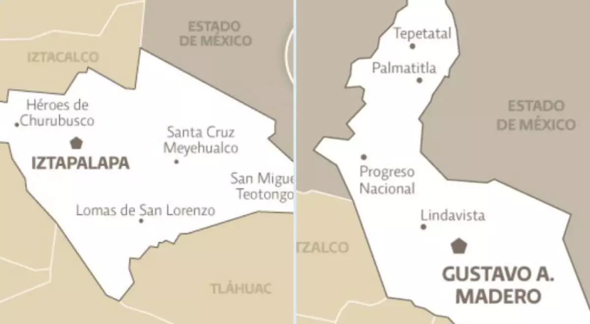 Mapas de Iztapalapa y Gustavo A. Madero