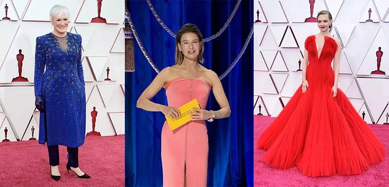 Foto: Shutterstock; Glenn Close, Zellweger y Amanda Seyfried vistiendo Armani, Oscar 2021