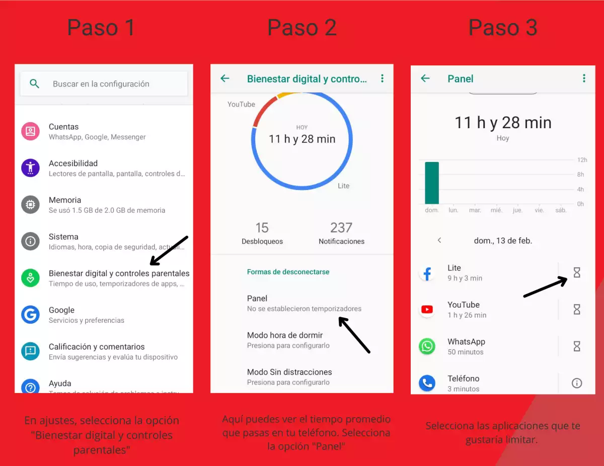 Pasos para limitar el uso de aplicaciones en Android