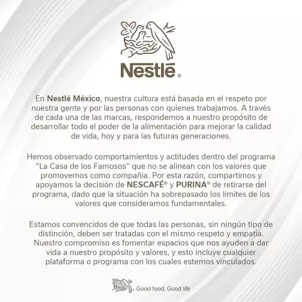 Comunicado de Nestlé