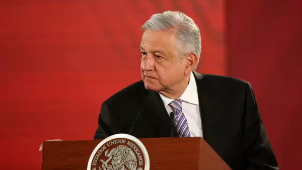 Mexico's President Andres Manuel Lopez Obrador holds a news conference at the National Palace in Mexico City