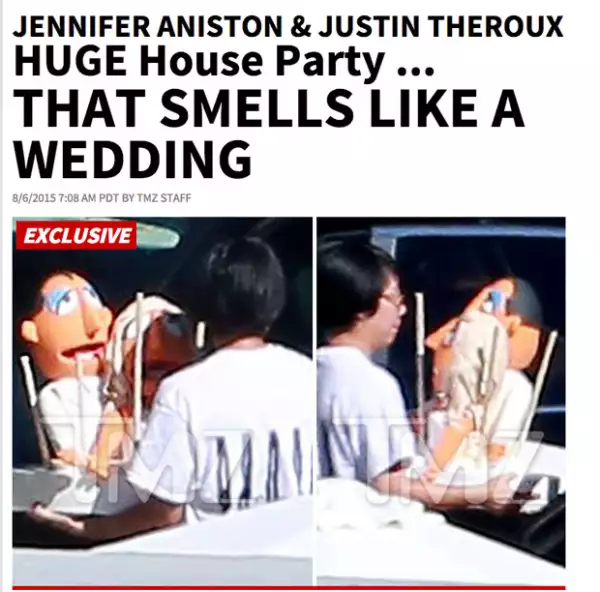 Con estas fotografías, TMZ dio a conocer que la fiesta privada posiblemente podría tratarse de una boda, debido al pastel con personajes de los Muppets.