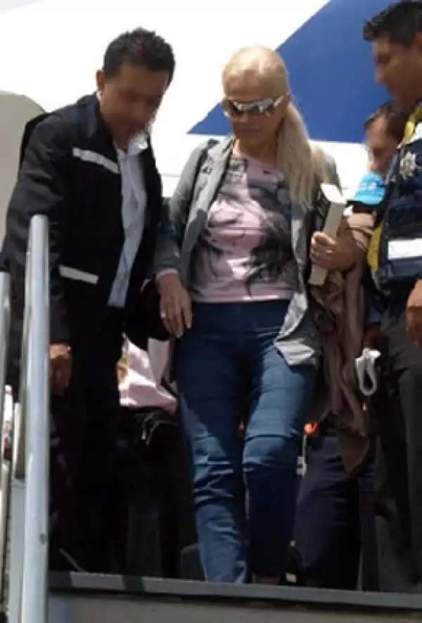 Gloria Ruiz cuando llegó a México tras su detención en Panamá.