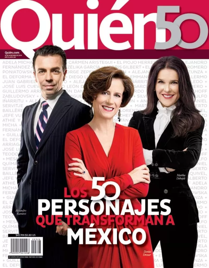 Martha Debayle, Denise Dresser, Alejandro Ramírez, Carmen Aristegui, Elena Poniatowska, Alejandro Fernández, “El Piojo”, Guillermo Arriaga y el portal de internet ElDeforma.com encabezan la lista 2014