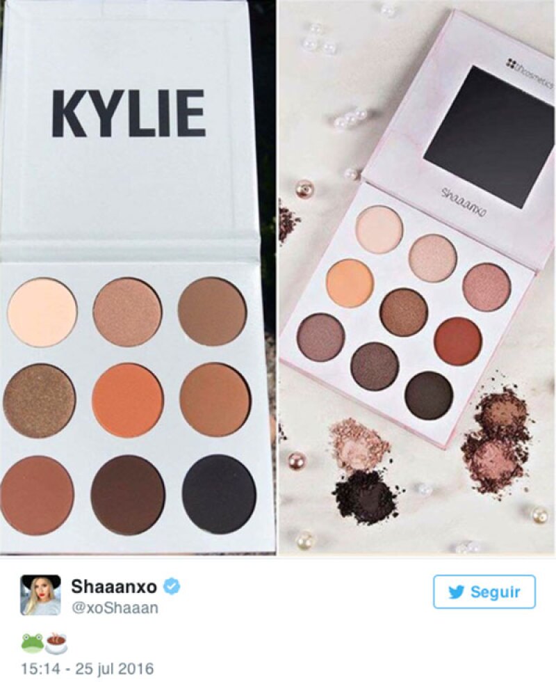 La paleta de Kylie y la de la blogger Shaaanxo muestran mucho parecido en tonos.