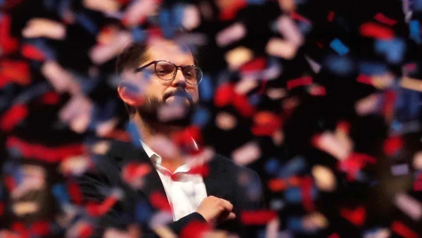 El presidente electo, Gabriel Boric, durante un discurso al finalizar la segunda vuelta de las elecciones.