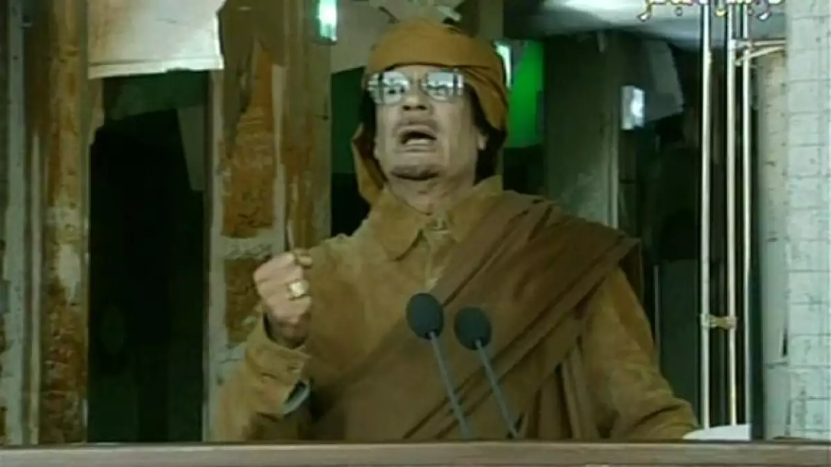 Moammar Gadhafi en mensaje televisivo Libia