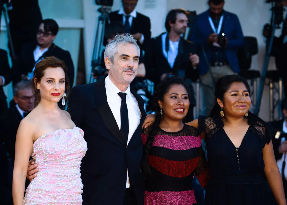 Marina de Tavira, Alfonso Cuarón, Yalitza Aparicio and Nancy García