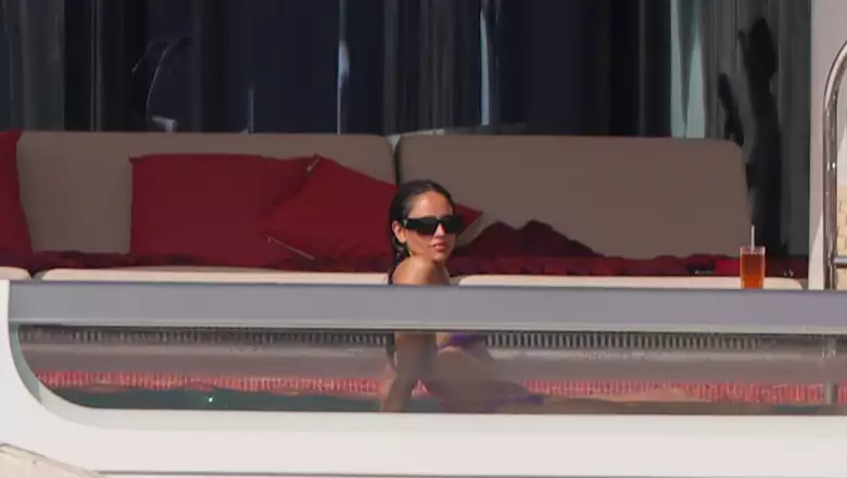 Lewis Hamilton has fun with Eiza Gonzalez and friends in Ibiza.