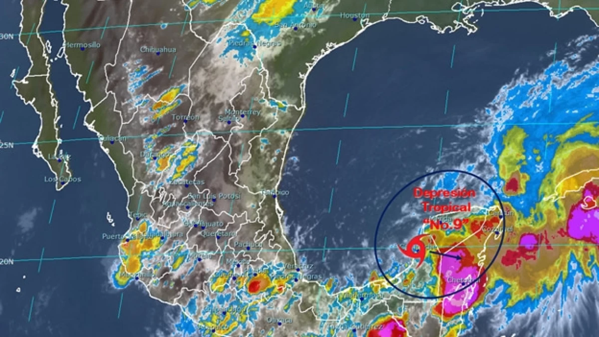 El trayecto de la depresión tropical 9 en el Golfo de México que afectará a varias entidades del sur de México
