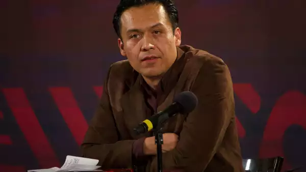 Marx Arriaga Navarro, durante la presentación de los nuevos libros de la SEP en Palacio Nacional. 