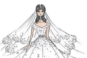 Boceto vestido de novia de Marie Chevallier