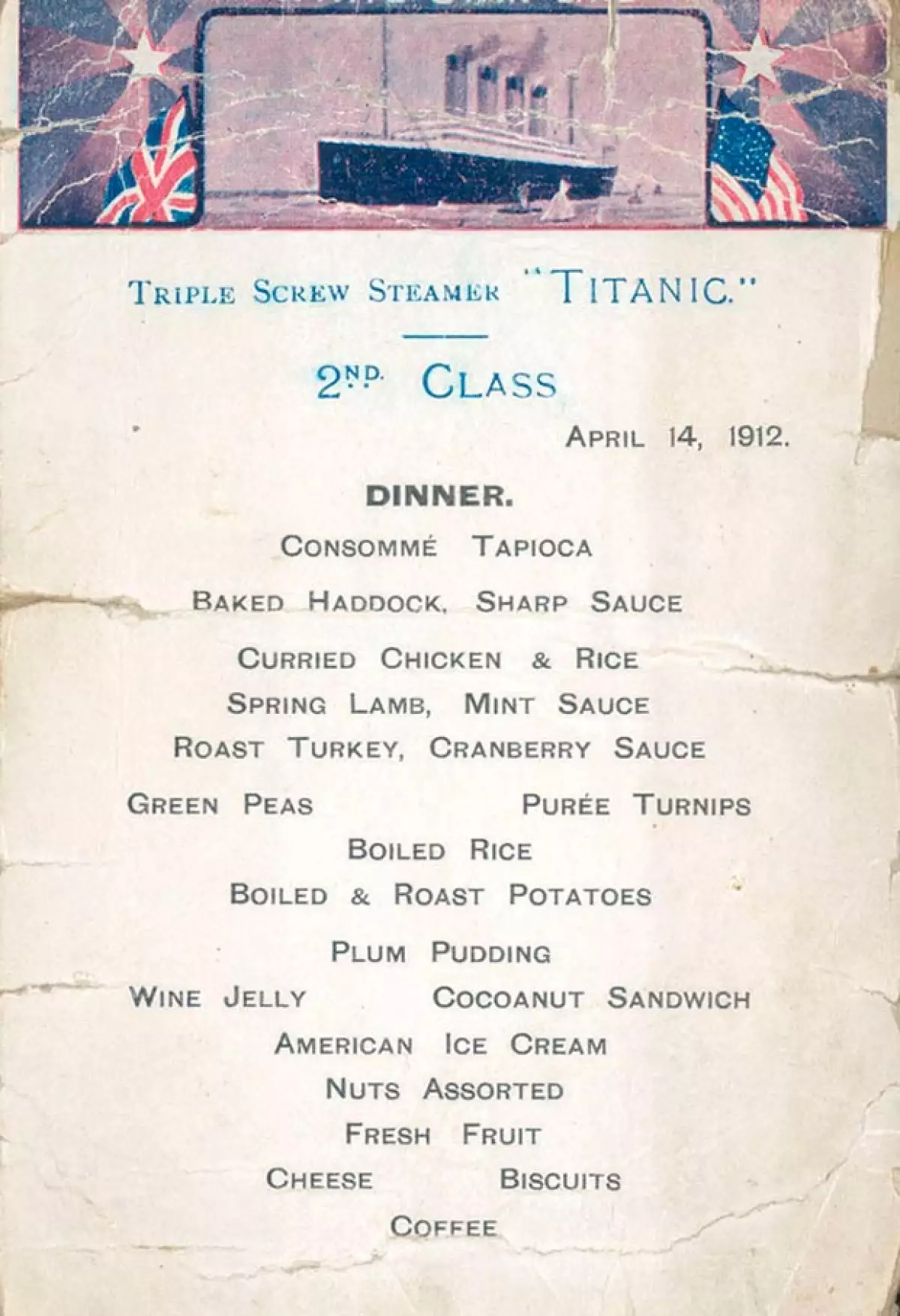 Este es el menú de la cena para la segunda clase.