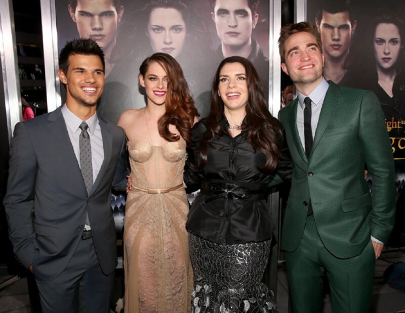 Taylor Lautner, Kristen Stewart, Robert Pattinson y Stephenie Meyer.