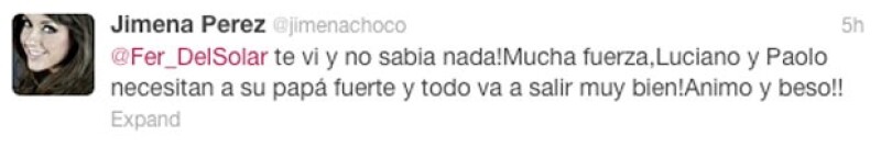 Jimena Pérez también se unió a esta red de apoyo para su compañero.