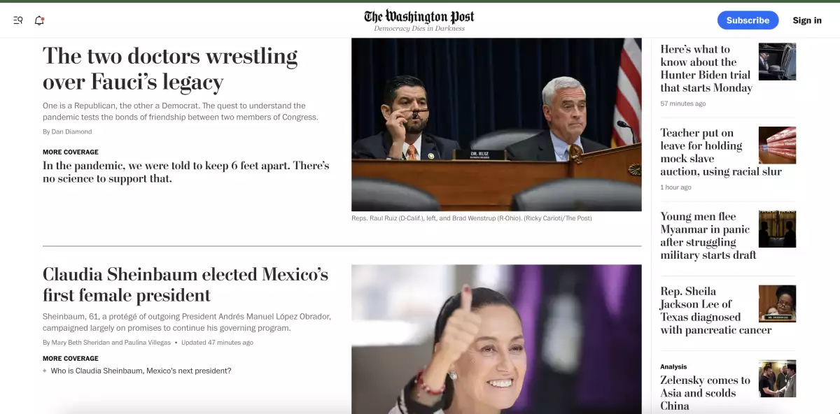 Captura de pantalla del Washington Post el 3 de junio