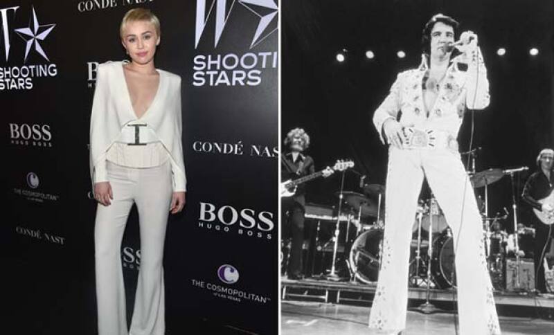 Como una manera de honrar a la ya fallecida celebridad, Miley decidió vestir un outfit característico en la exhibición de la W Magazine Shooting Stars en Los Ángeles.