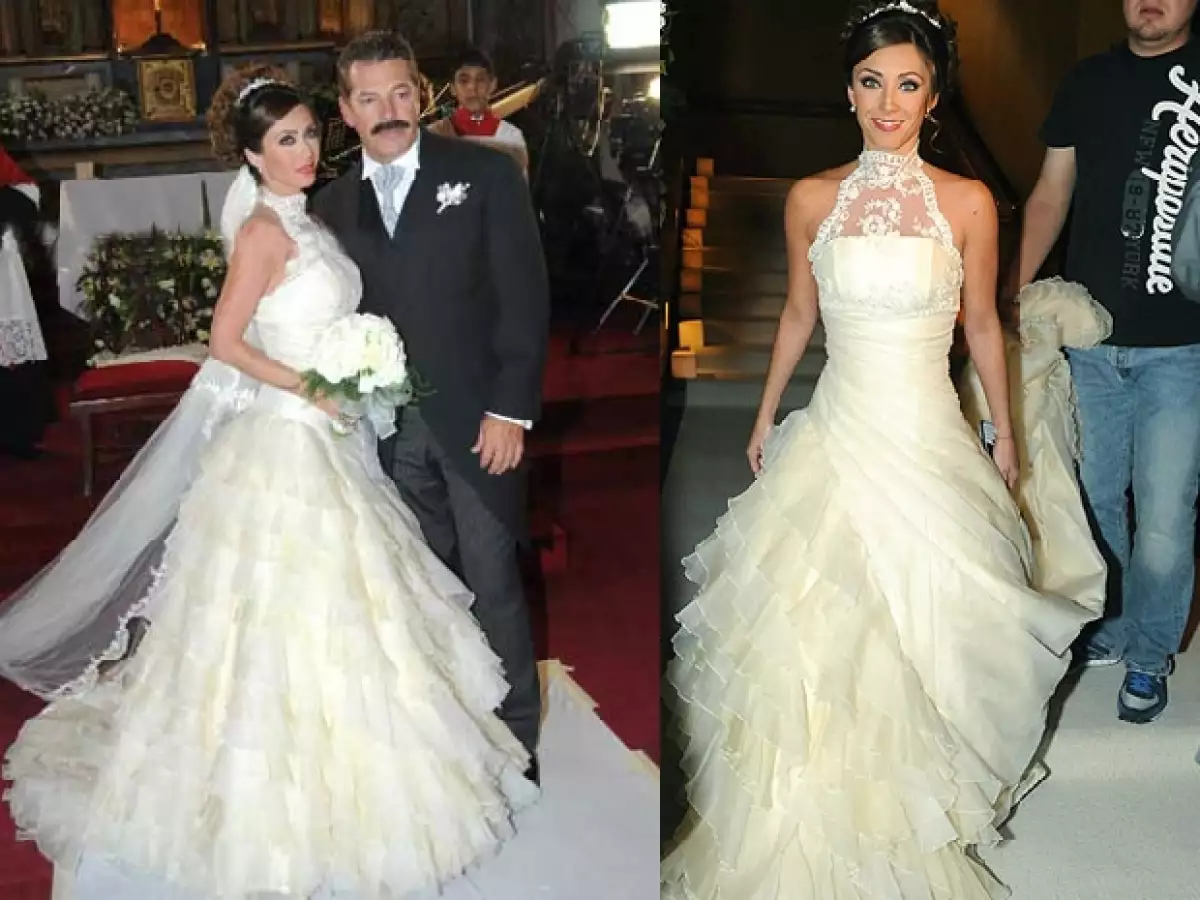 Esta es la tercera vez que vemos a la cantante vestirse de novia, la más reciente lo hizo para grabar una de las escenas de la telenovela "Dos Hogares", en la cual ella es la protagonista.