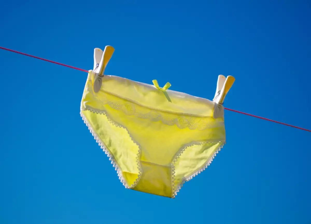Yellow Panties drying on the washing line.