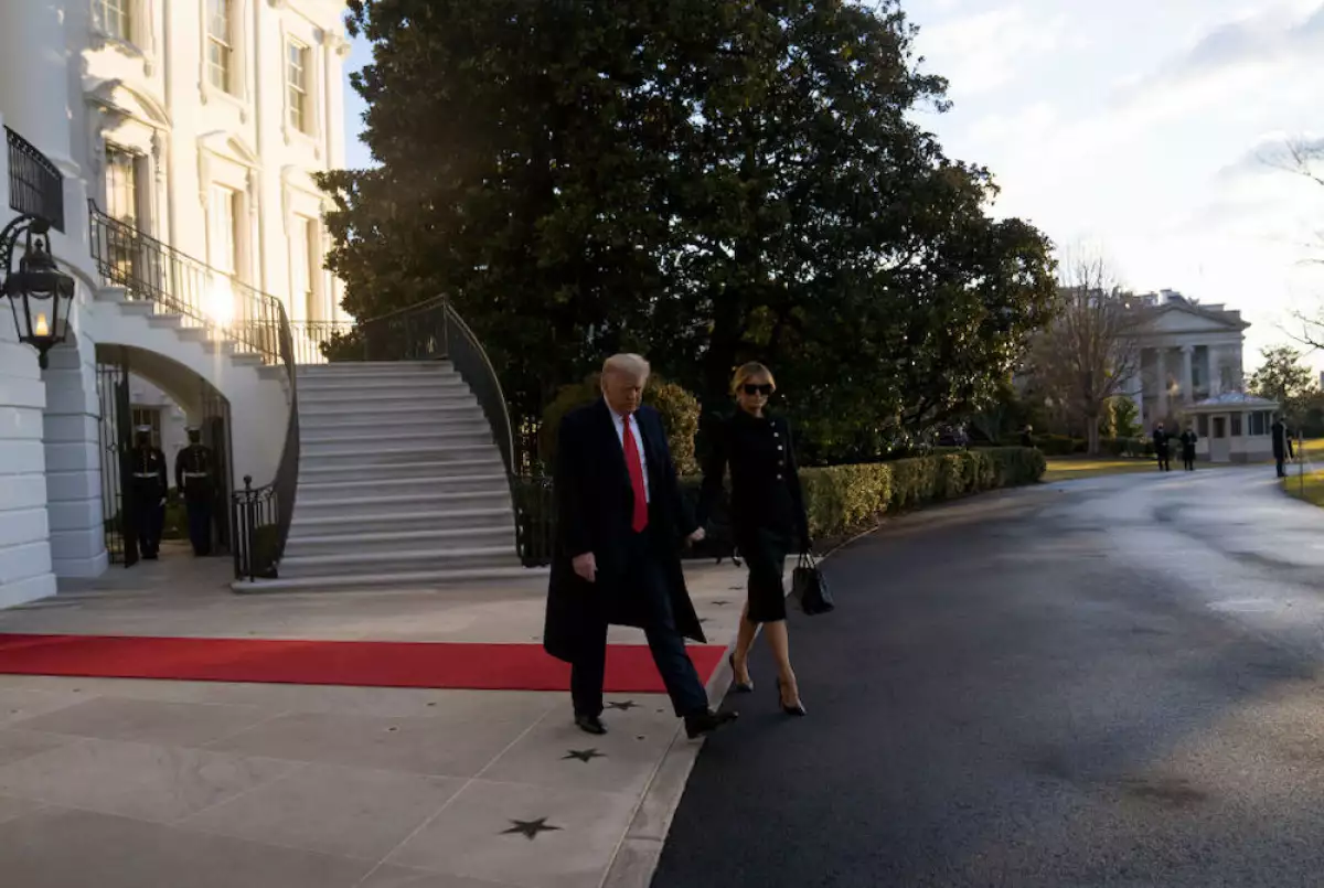 President Trump Departs White House For Final Time In His Presidency
