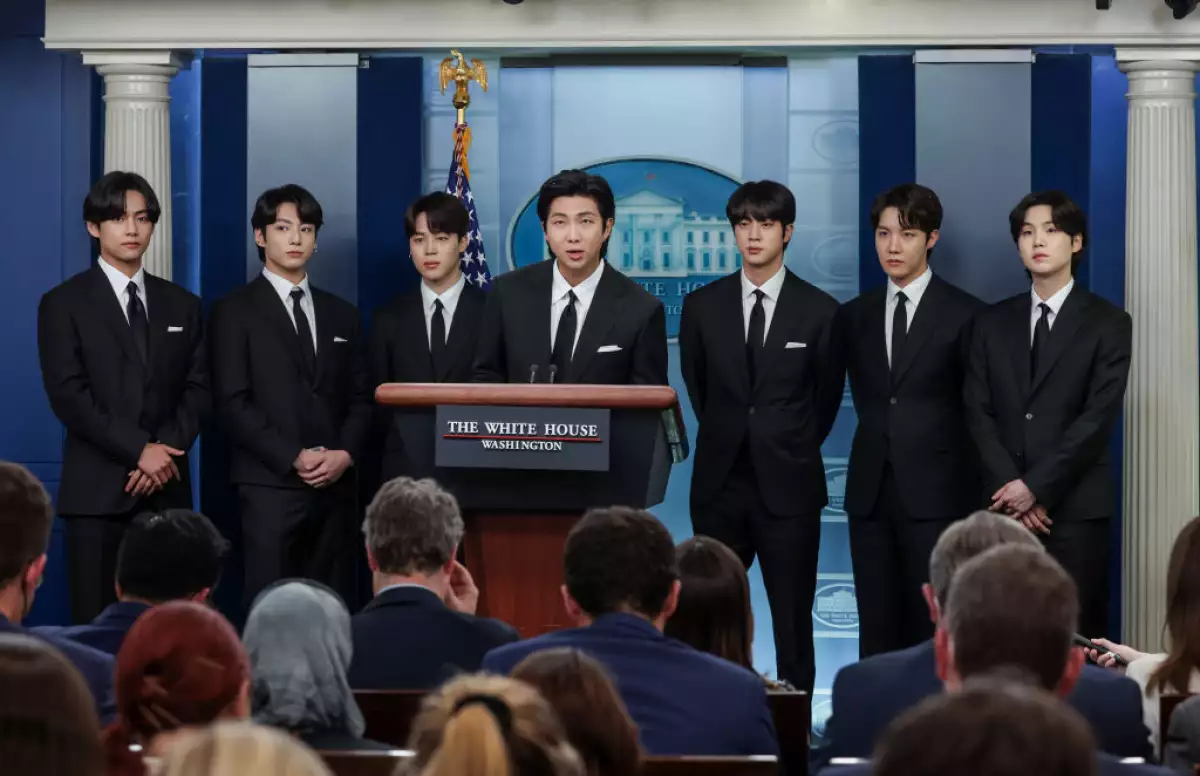 K-Pop Group BTS Joins White House Press Secretary Jean-Pierre At Daily Briefing