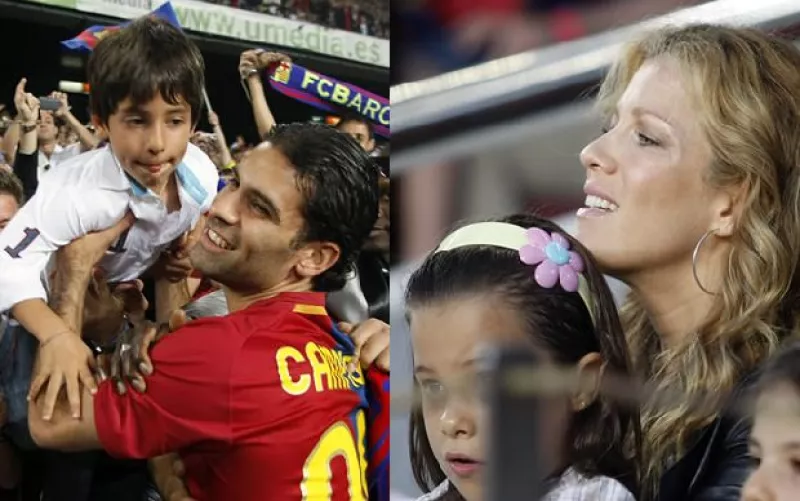 La novia del futbolista mexicano acudió al partido que se realizó este fin de semana en contra del Osasuna, en donde el Barça se coronó como campeón de la Liga Española.