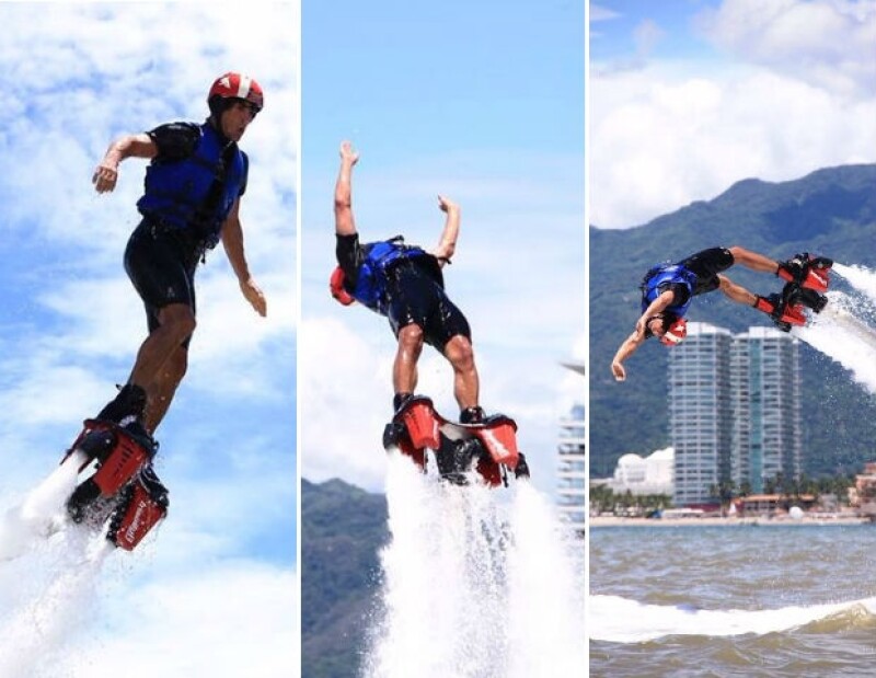 Alex Sirvent practicando Flyboard en Puerto Vallarta.